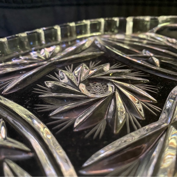 Sugar Creamer Set with Tray - Crystal Clear Industries/Poland -Hand Cut Crystal - Picture 3 of 11